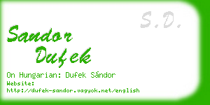 sandor dufek business card