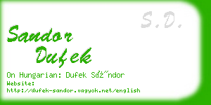 sandor dufek business card